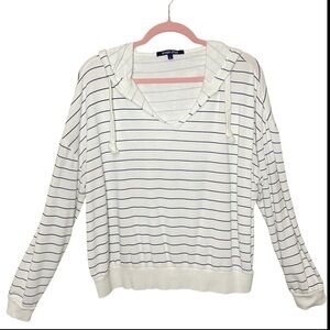 OCEAN DRIVE Nautical Striped Lightweight Pullover Hoodie, Large